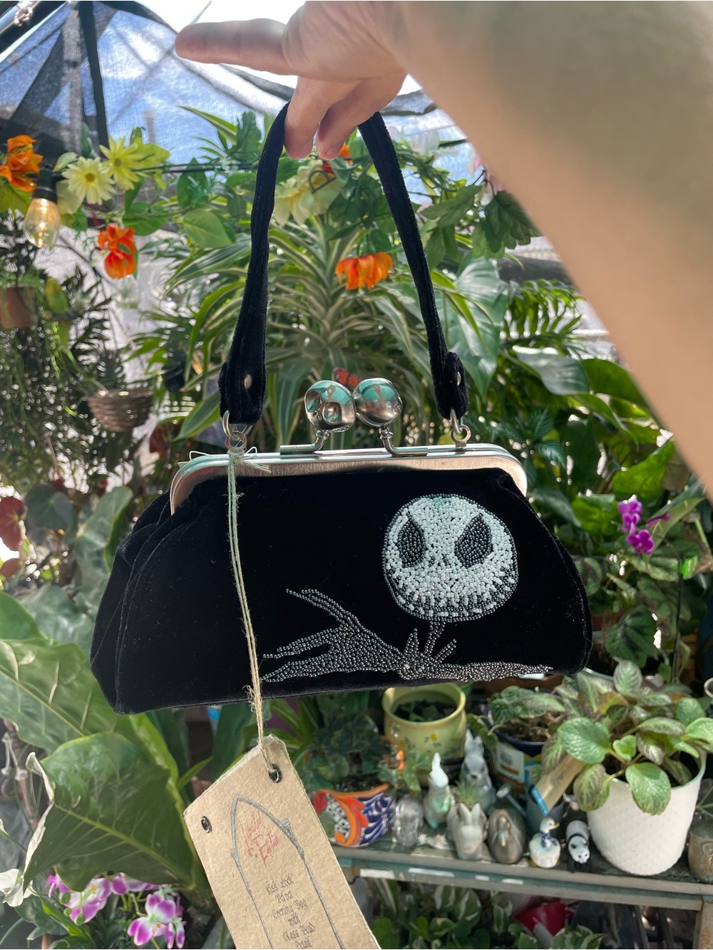The Nightmare Before Christmas Black Velvet Beaded Handbag VINTAGE